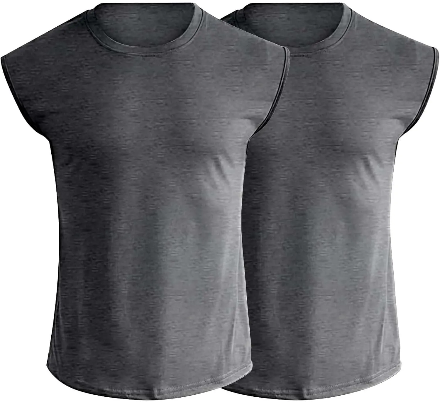 2 Pack Men's Fitness Tank Tops Workout Round Neck Sleeveless Athletic Muscle Tops Casual Training Bodybuilding Shirts
