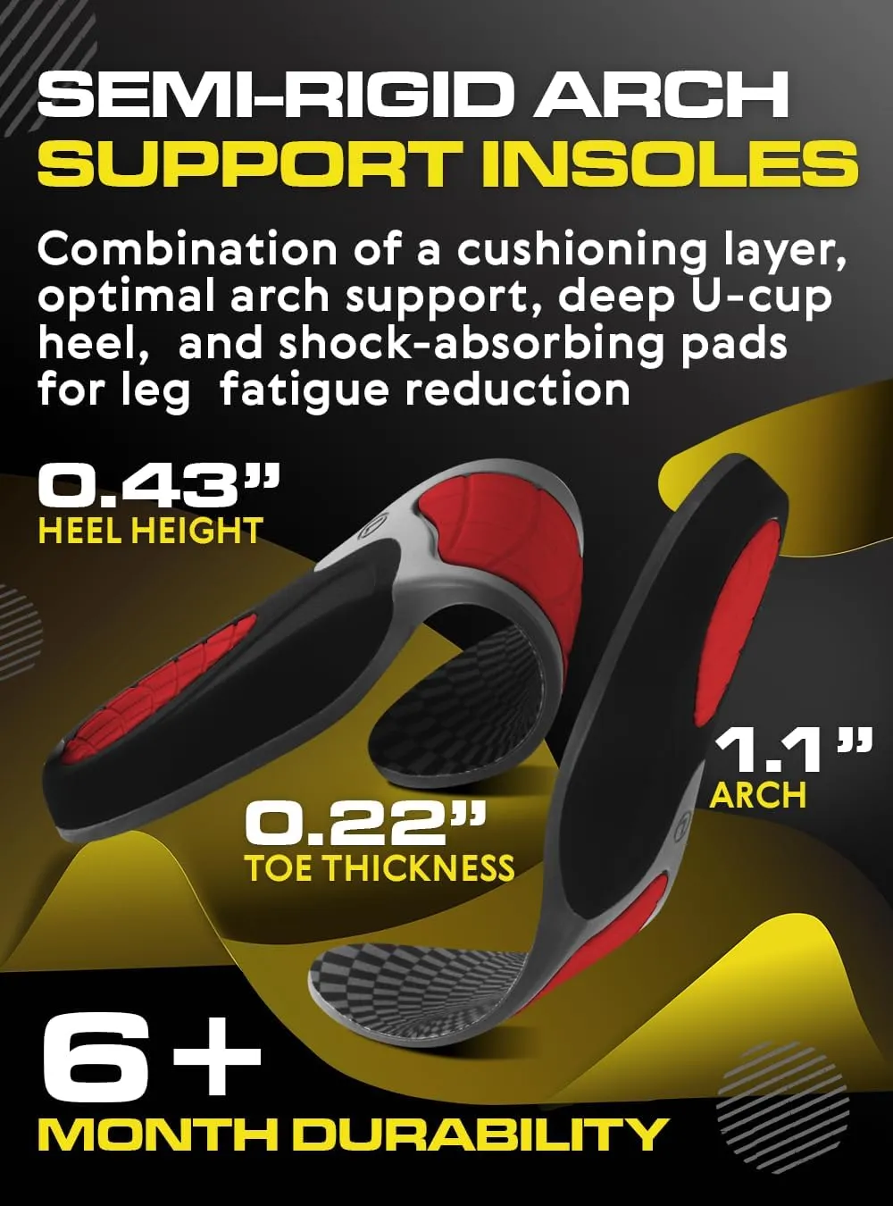 2 Packs of Work Orthotic Insoles - Anti Fatigue Medium Arch Support Shoe Insert Men Women - for Plantar Fasciitis Flat Feet Leg - Relieve Foot Pain - Work Boot Insoles for Standing All Day (Gray, XL)