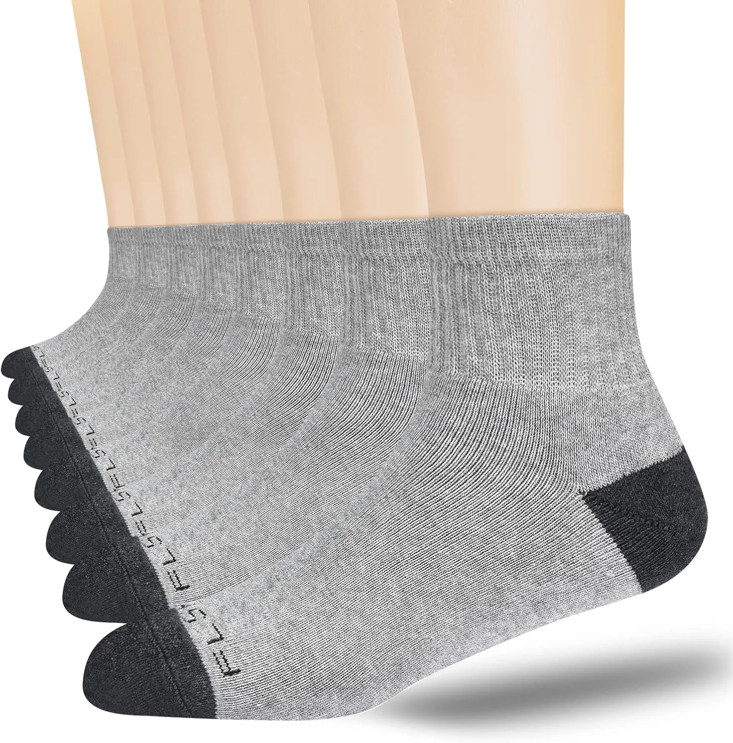 8-Pairs Men's Ankle Cotton Socks with Cushion, Athletic Running Socks Size 7-9/9-12/12-15