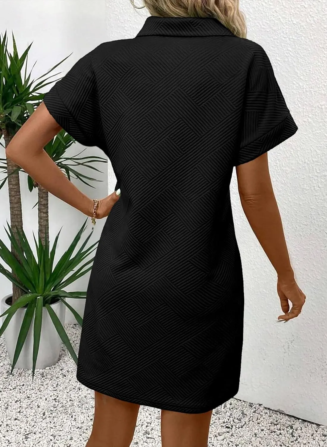 Acelitt Summer Lapel Collared Dresses for Women 2025 Batwing Short Sleeve Mini Dress Beach Sundress