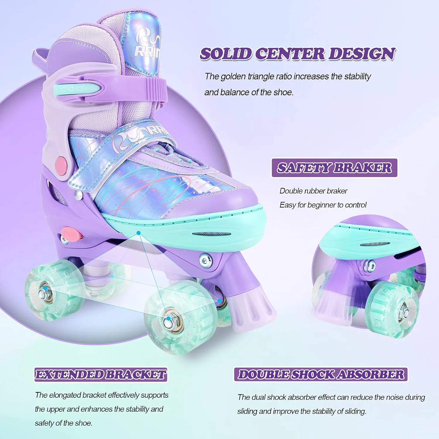 Adjustable Kids Roller Skates for Girls Boys with Light Up Wheels –Skates for Kids Ages 6-12, Toddler 3-5, Youth and Women Beginners Indoor and Outdoor