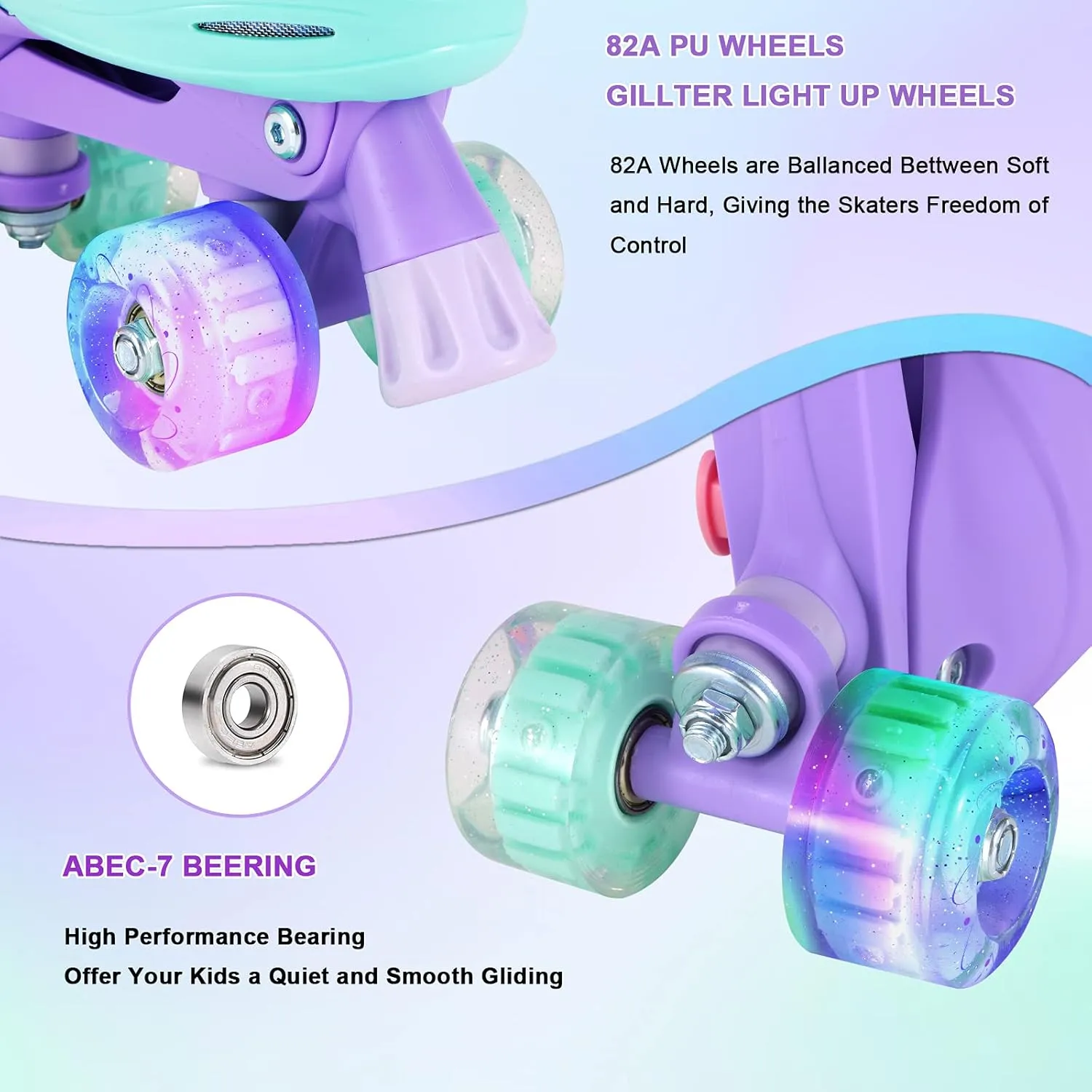 Adjustable Kids Roller Skates for Girls Boys with Light Up Wheels –Skates for Kids Ages 6-12, Toddler 3-5, Youth and Women Beginners Indoor and Outdoor
