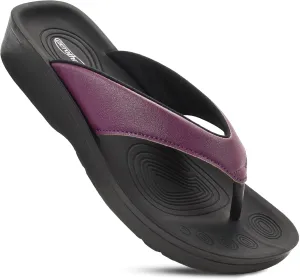 AEROTHOTIC Arch Support Flip Flops for women Stylish Cushioned Padded Straps with Soft Toe Post Slip on Footwear Dressy Travel Recovery Outdoor Comfortable Walking Women Sandals