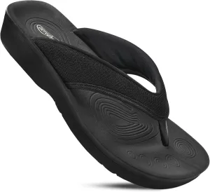 AEROTHOTIC Soft Fuzzy Slippers Outdoor and Indoor with Non-Slip Sole Stylish Straps Comfortable Womens Slippers Open Toe Home Travel Vacation Wear