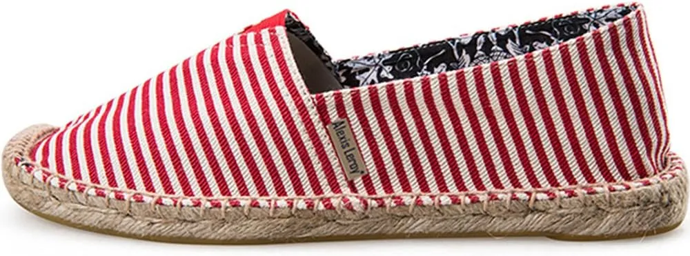 Alexis Leroy Women's Summer Stripe Canvas Flat Espadrilles