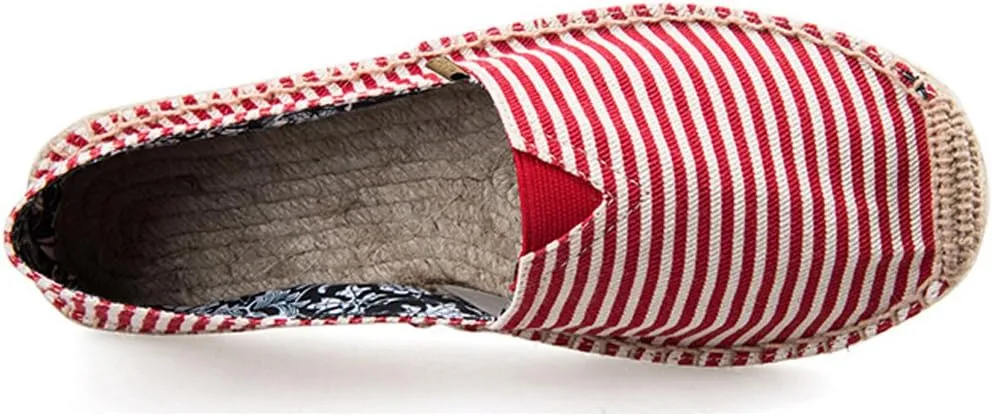 Alexis Leroy Women's Summer Stripe Canvas Flat Espadrilles
