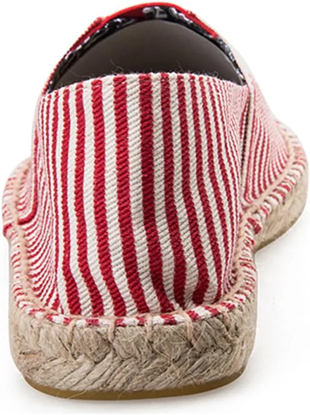 Alexis Leroy Women's Summer Stripe Canvas Flat Espadrilles