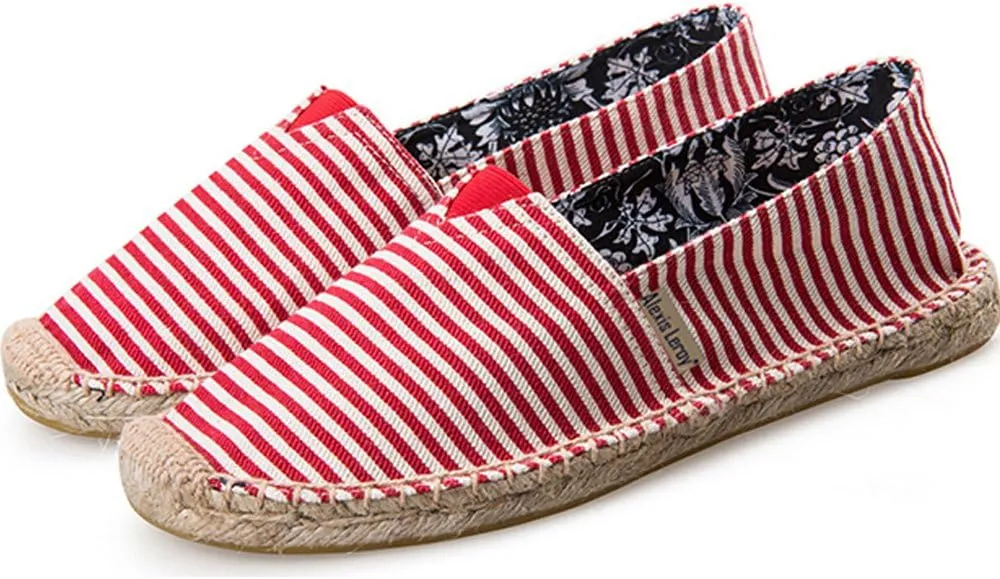 Alexis Leroy Women's Summer Stripe Canvas Flat Espadrilles