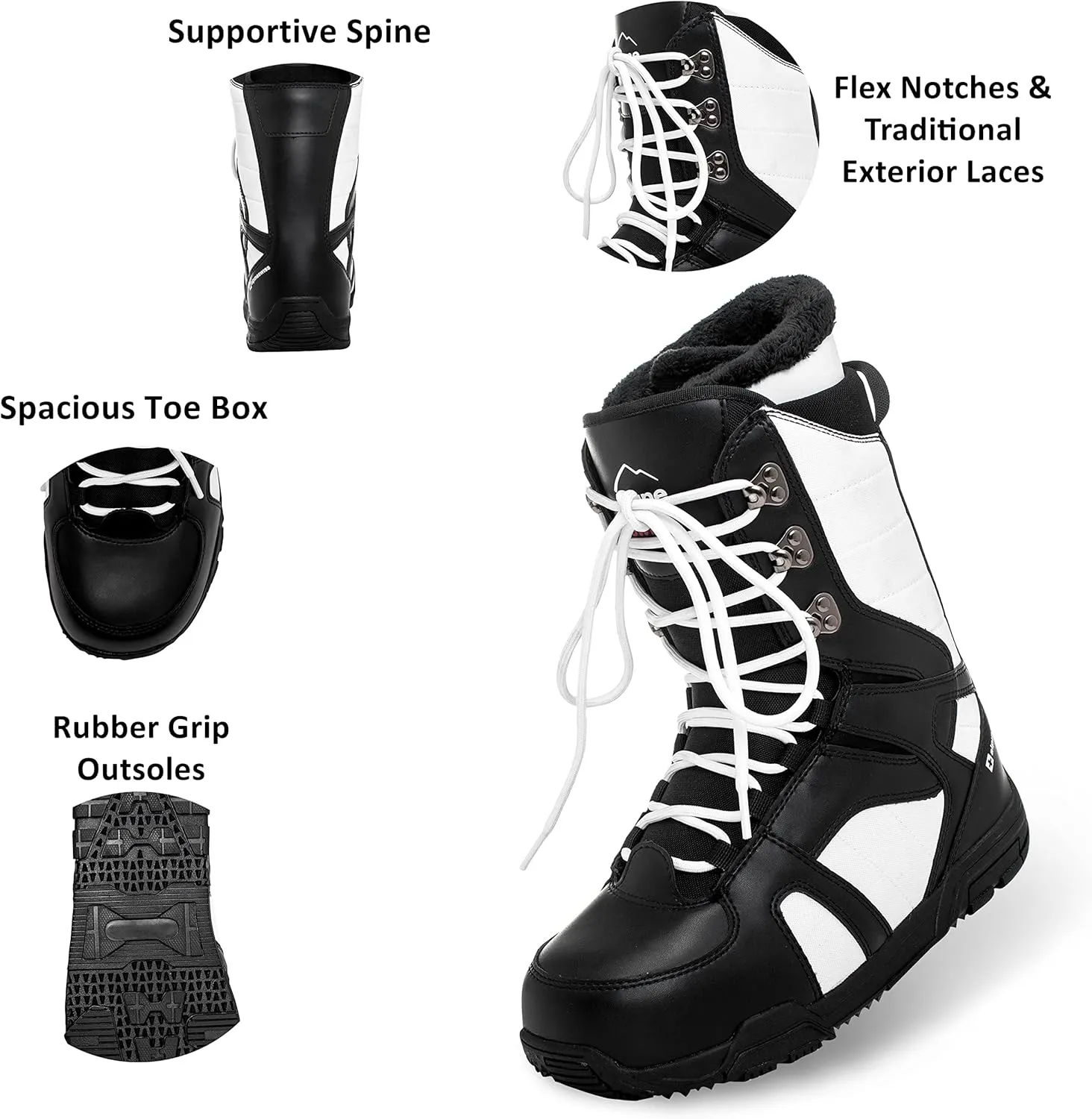Alpine Swiss Men's Snowboard Boots | Waterproof, Custom-Fit Liner, Medium Flex for All-Mountain Riding, Winter Snow Boots