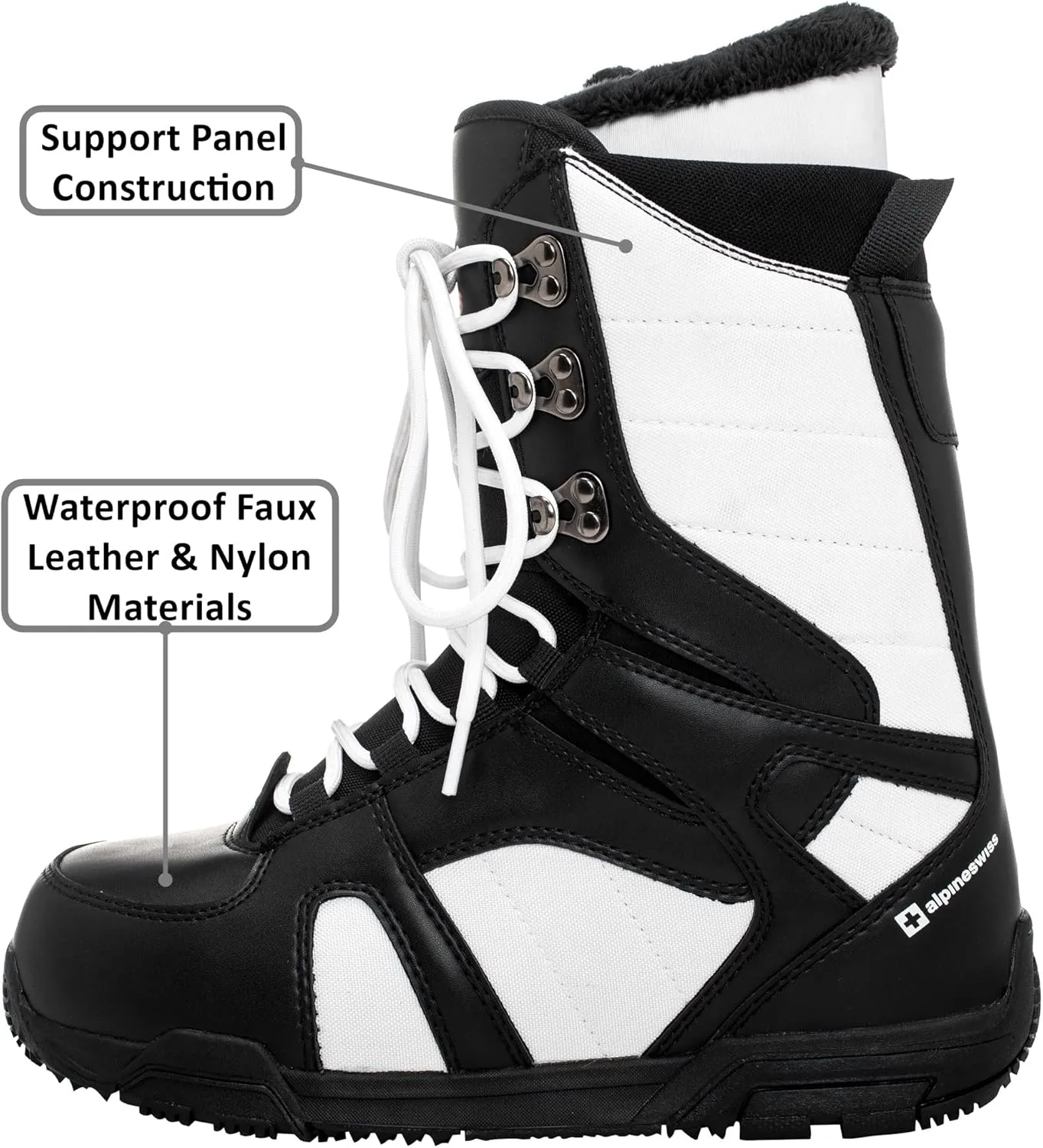 Alpine Swiss Men's Snowboard Boots | Waterproof, Custom-Fit Liner, Medium Flex for All-Mountain Riding, Winter Snow Boots