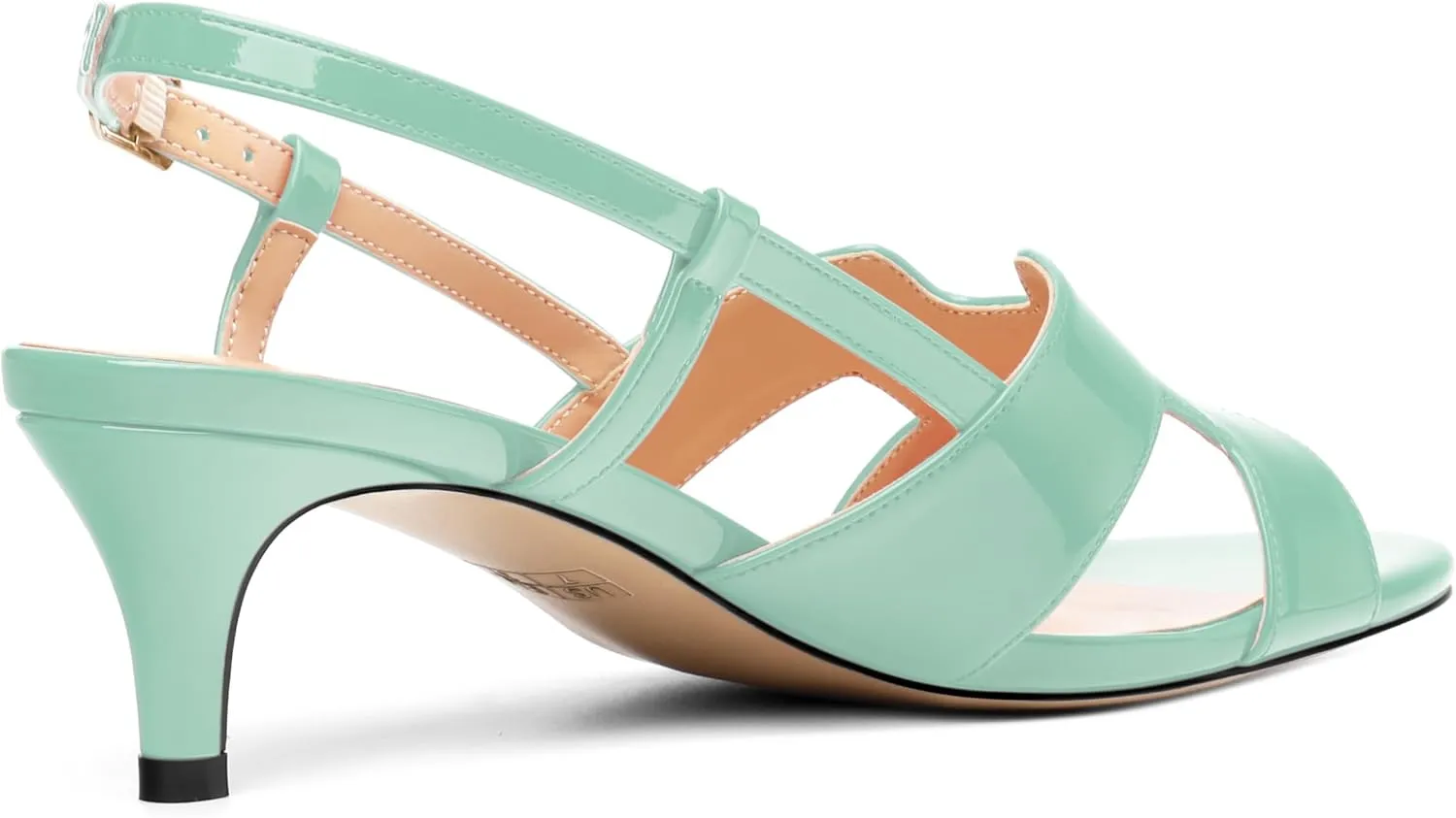 AMBELIGHT Womens Dressy Heels Buckle Dating Patent Slingback Pumps Open Toe Kitten Low Heel Heeled Sandals 2 Inch