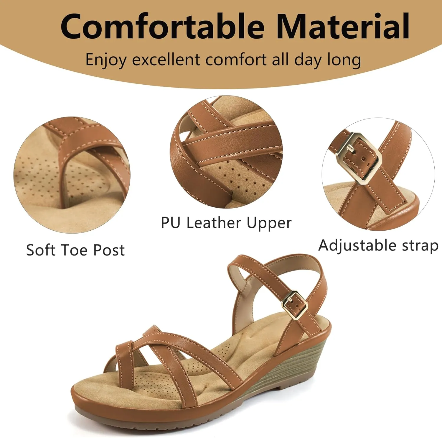 Aomigoct Dressy Womens Wedge Sandals: Black 8 Comfortable Platform Work Sandals for Women 2025 - Casual Walking Wedding Shoes