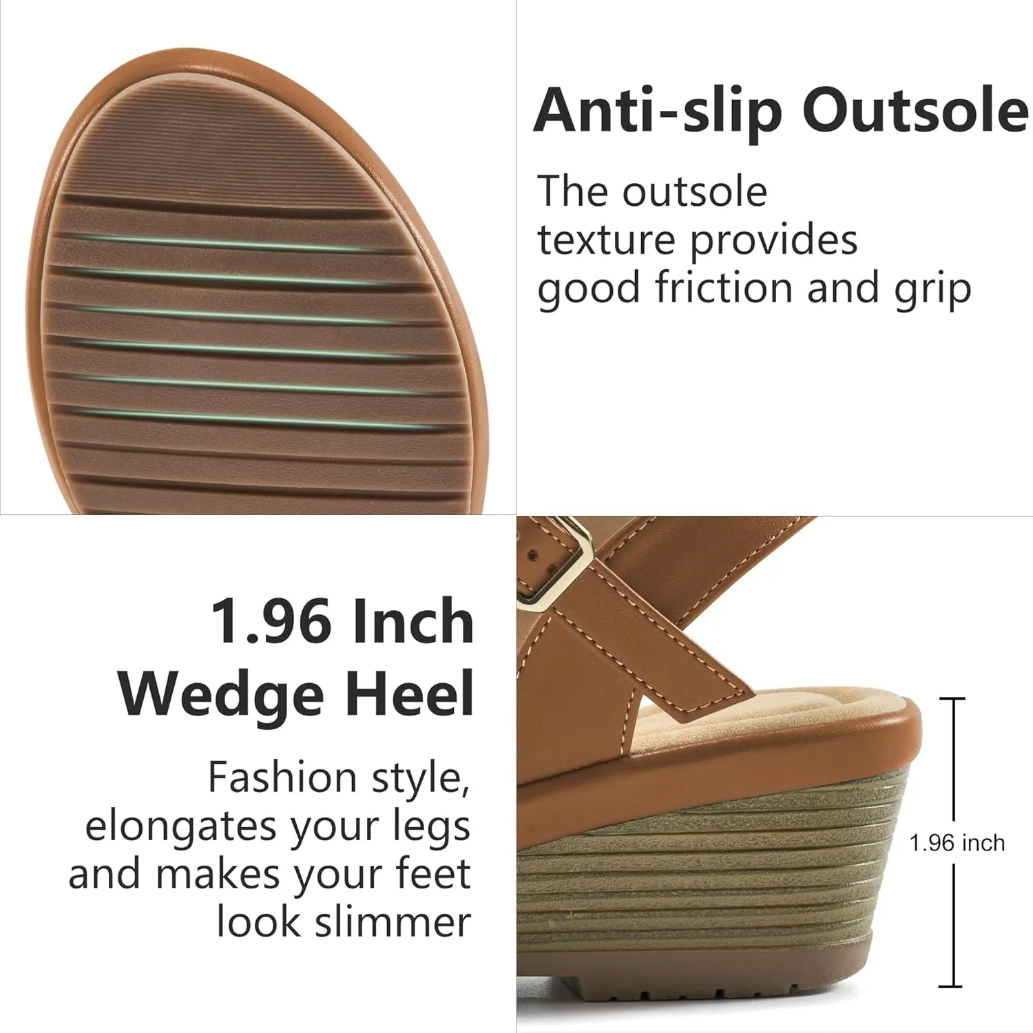 Aomigoct Dressy Womens Wedge Sandals: Black 8 Comfortable Platform Work Sandals for Women 2025 - Casual Walking Wedding Shoes