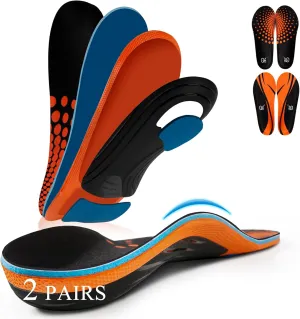 AOTENG STAR Plantar Fasciitis Insoles, High Arch Support Insoles for Plantar Fasciitis Relief Orthotic Shoe Insoles, 240 lbs Heavy Duty Shoe Inserts(Men 12.5(305mm), Orange)