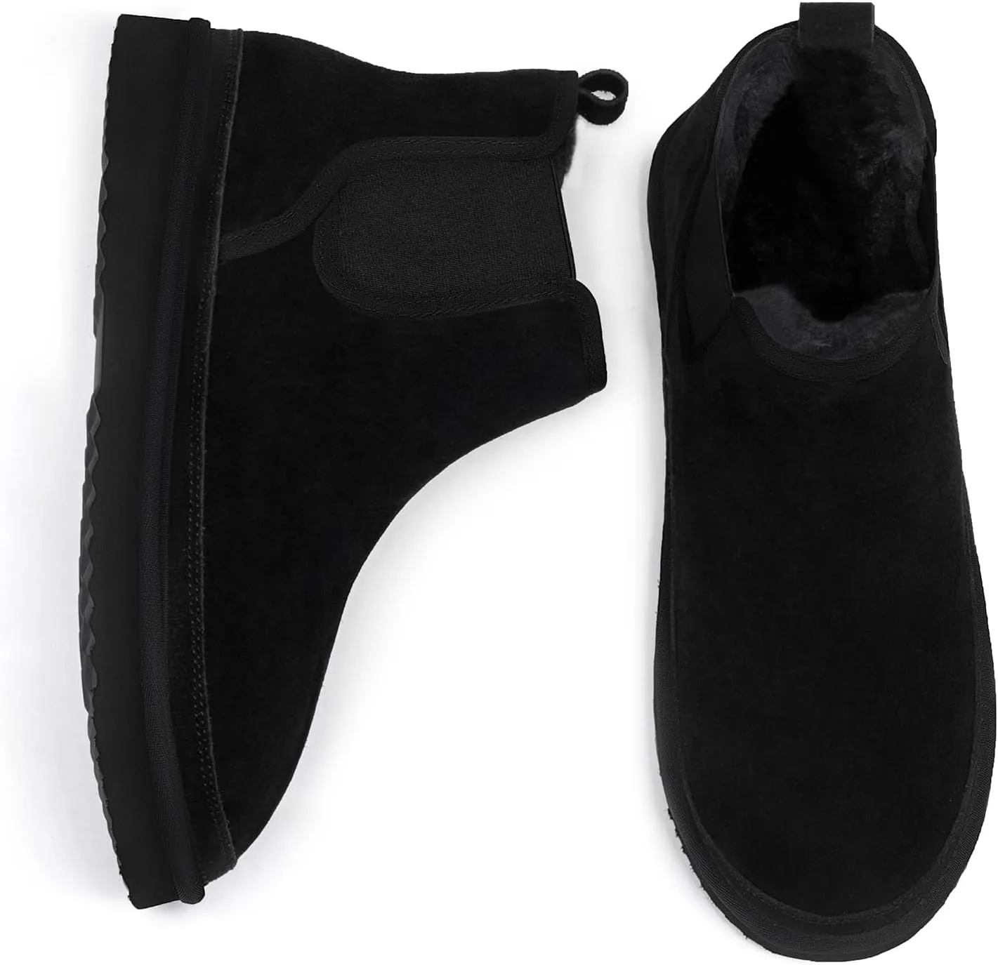 Athlefit Men's Winter Snow Boots for Men Suede Chelsea Boots Casual Warm Anti-Slip Chelsea Boots
