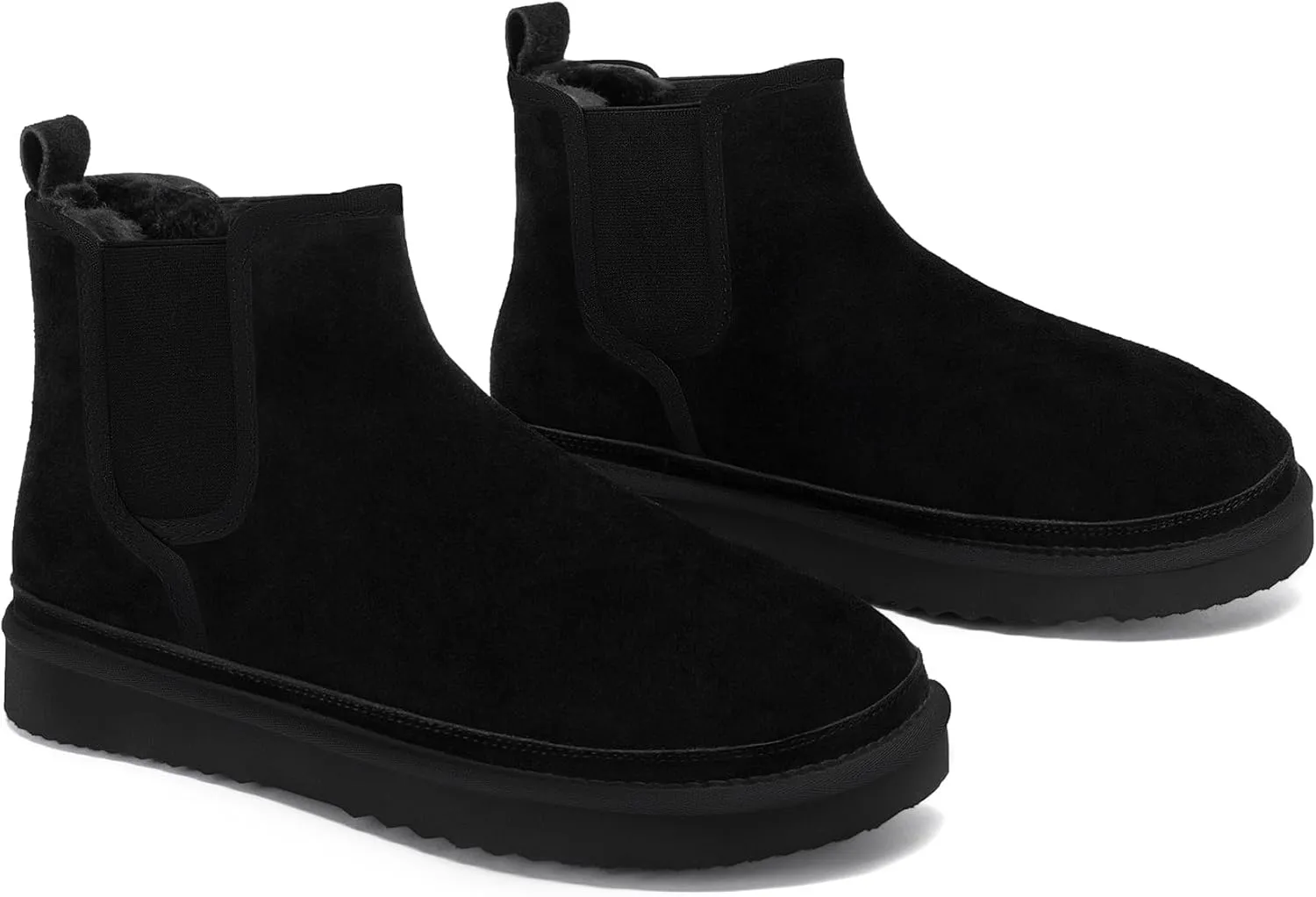 Athlefit Men's Winter Snow Boots for Men Suede Chelsea Boots Casual Warm Anti-Slip Chelsea Boots