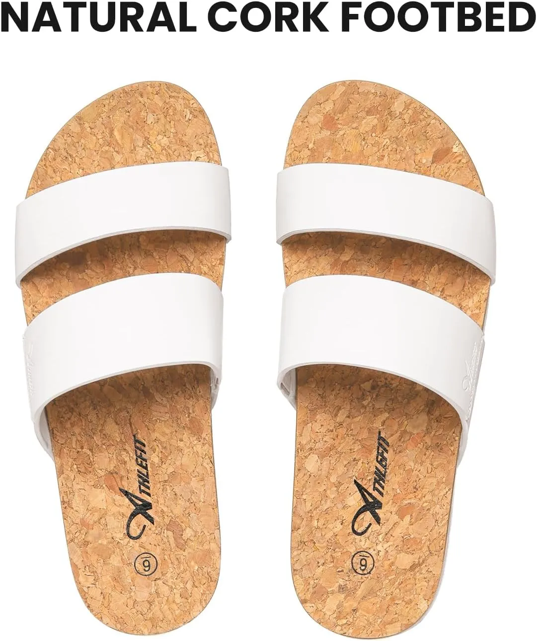Athlefit Women's Sandals,Soft Cushion Footbed Platform Slides with Arch Support, and 2 Straps for Women