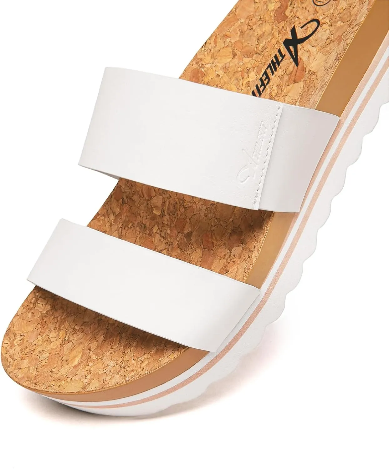 Athlefit Women's Sandals,Soft Cushion Footbed Platform Slides with Arch Support, and 2 Straps for Women
