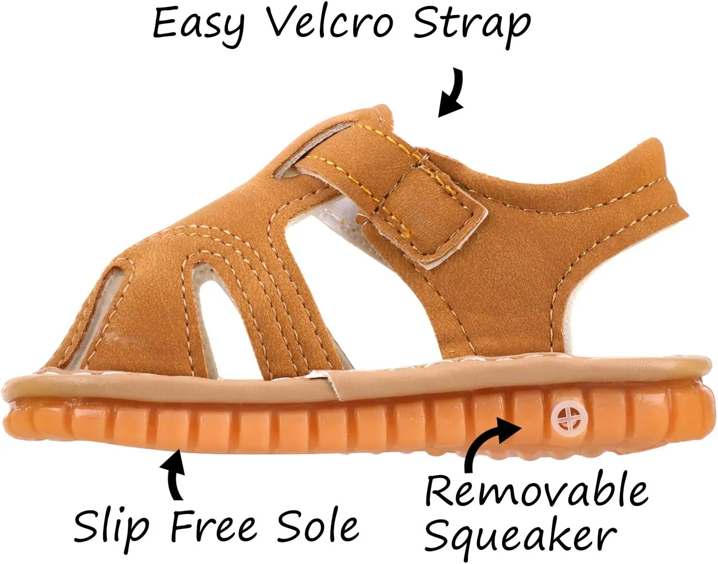 Baby Boys Girls Squeaky Sandals Summer Closed-Toe Anti-Slip Premium Rubber Sole Toddler First Walkers Shoes