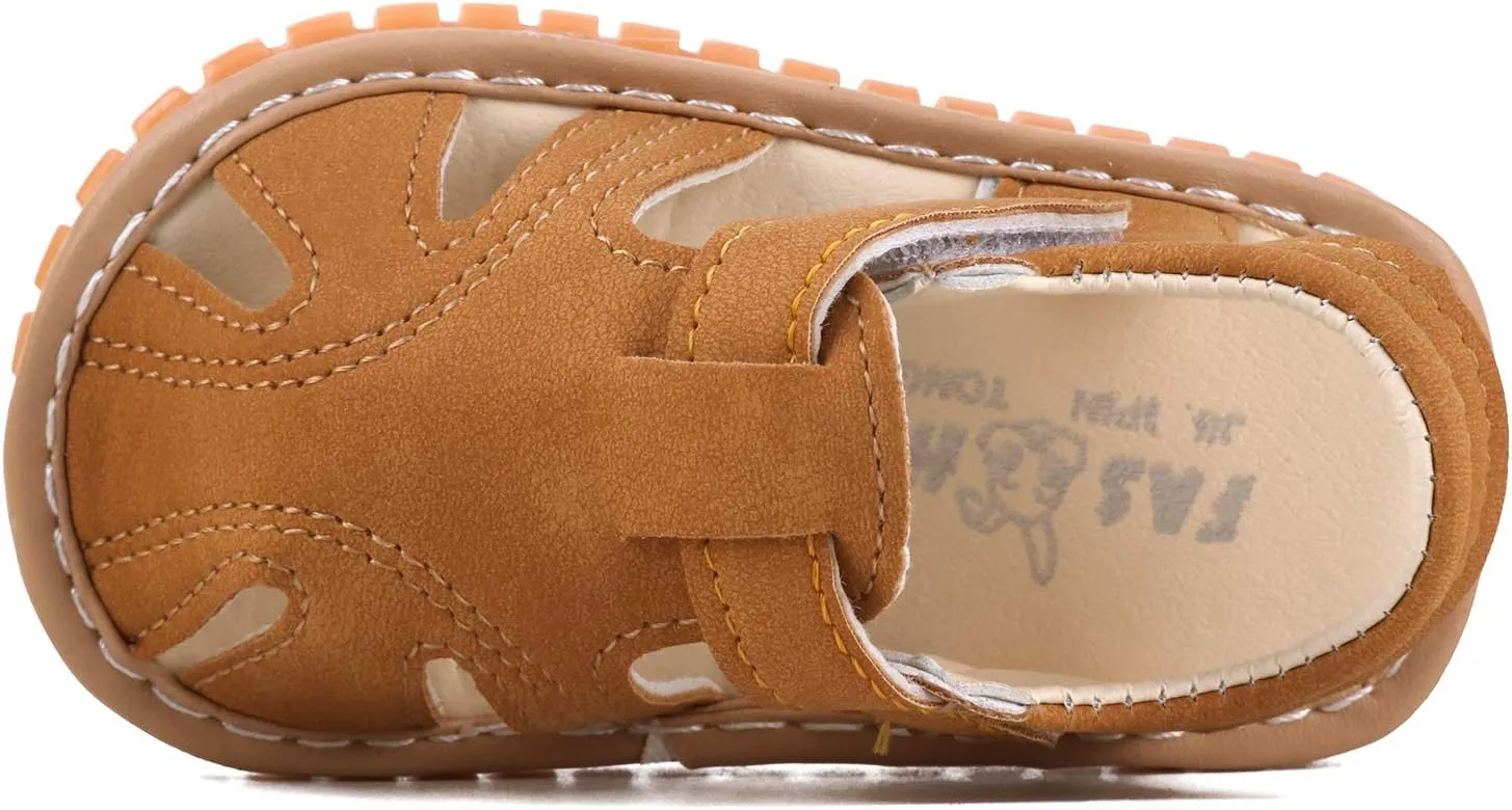 Baby Boys Girls Squeaky Sandals Summer Closed-Toe Anti-Slip Premium Rubber Sole Toddler First Walkers Shoes