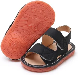 Baby Boys Girls Squeaky Sandals Summer Closed-Toe Anti-Slip Premium Rubber Sole Toddler First Walkers Shoes