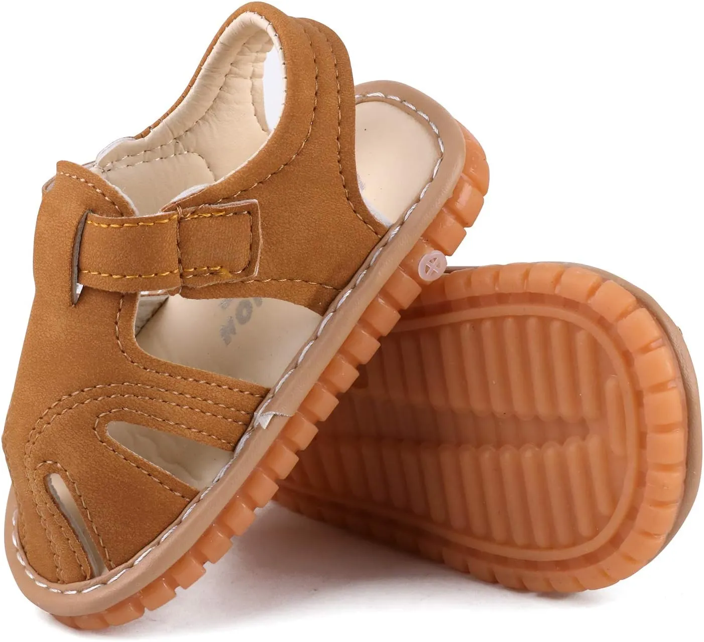 Baby Boys Girls Squeaky Sandals Summer Closed-Toe Anti-Slip Premium Rubber Sole Toddler First Walkers Shoes