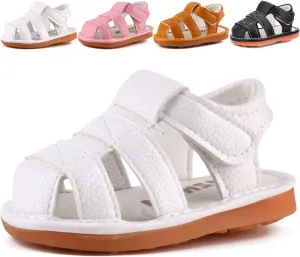 Baby Boys Girls Squeaky Sandals Summer Closed-Toe Anti-Slip Premium Rubber Sole Toddler First Walkers Shoes