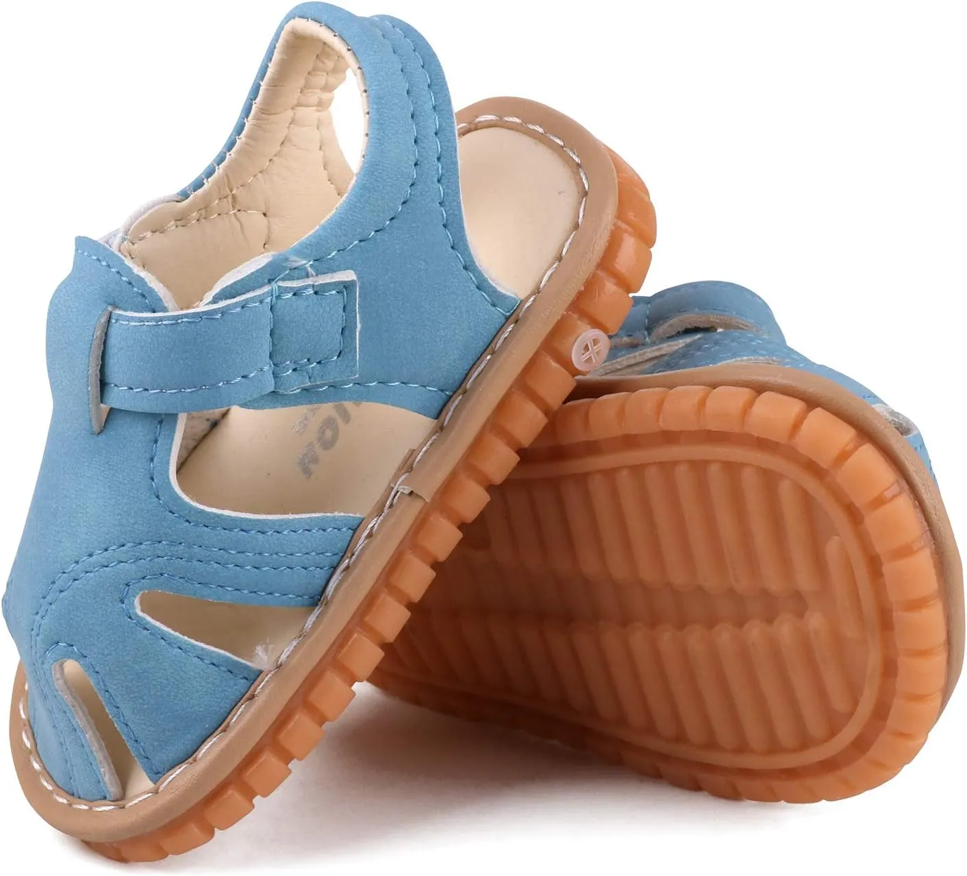 Baby Boys Girls Squeaky Sandals Summer Closed-Toe Anti-Slip Premium Rubber Sole Toddler First Walkers Shoes