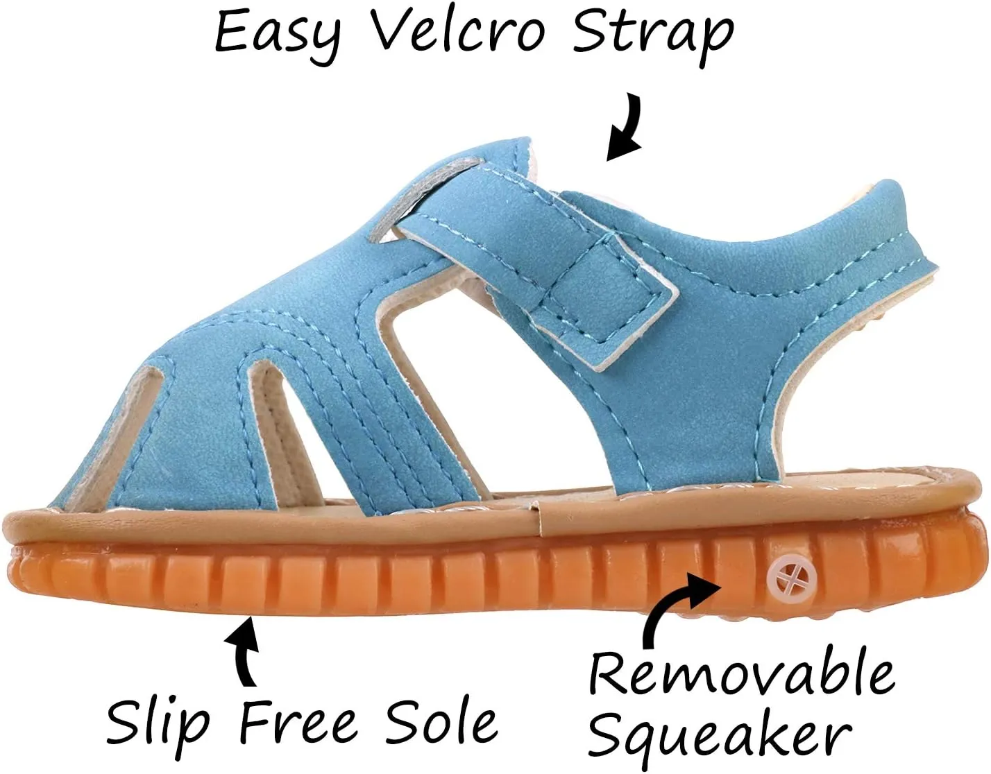 Baby Boys Girls Squeaky Sandals Summer Closed-Toe Anti-Slip Premium Rubber Sole Toddler First Walkers Shoes