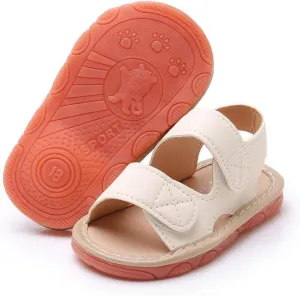 Baby Boys Girls Squeaky Sandals Summer Closed-Toe Anti-Slip Premium Rubber Sole Toddler First Walkers Shoes