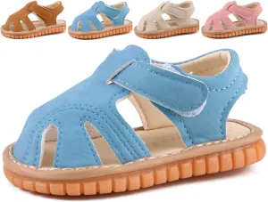 Baby Boys Girls Squeaky Sandals Summer Closed-Toe Anti-Slip Premium Rubber Sole Toddler First Walkers Shoes