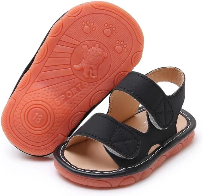 Baby Boys Girls Squeaky Sandals Summer Closed-Toe Anti-Slip Premium Rubber Sole Toddler First Walkers Shoes