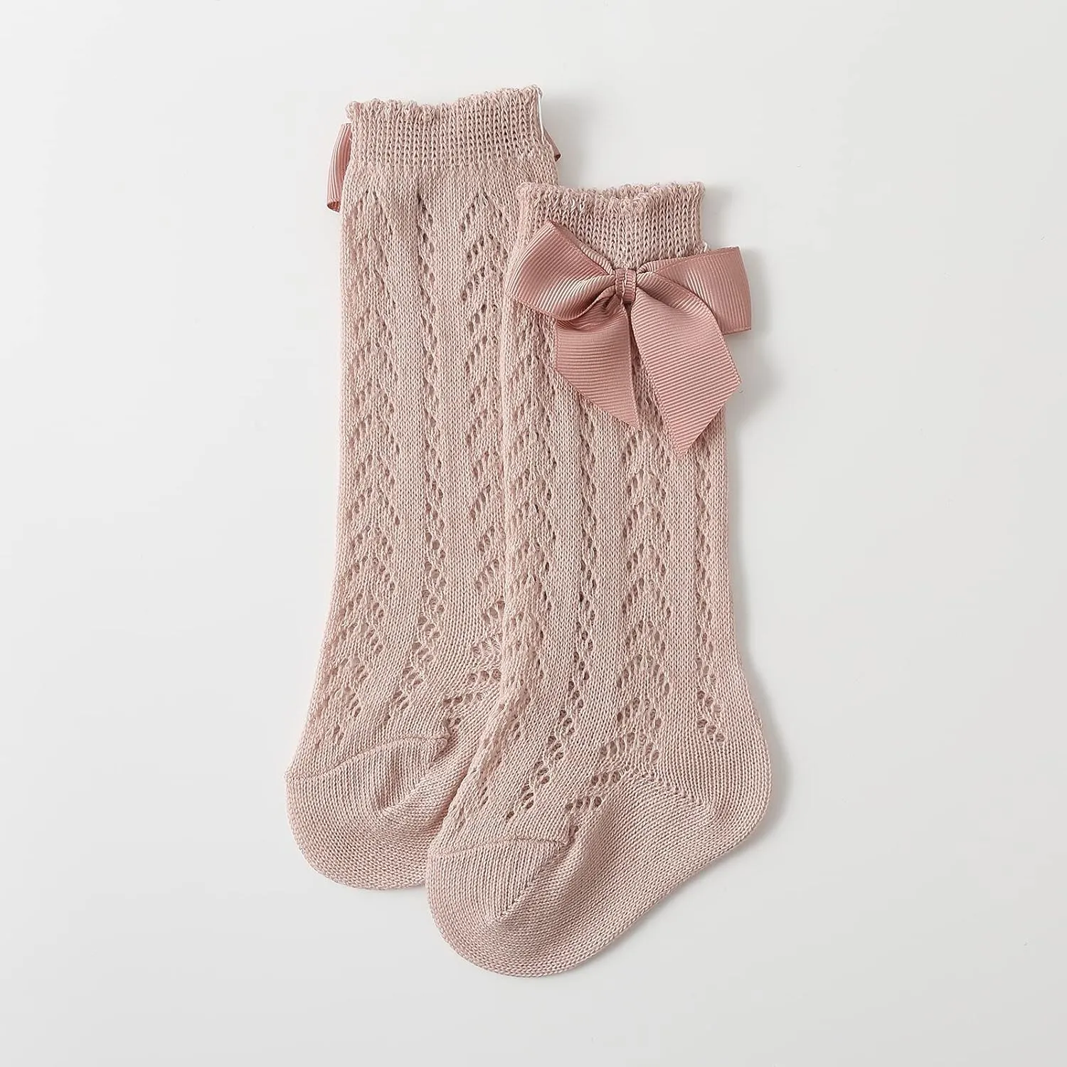 Baby Girls Knee High Socks Toddler Bow Mesh Long Stockings Infants Thin Socks For Spring Summer