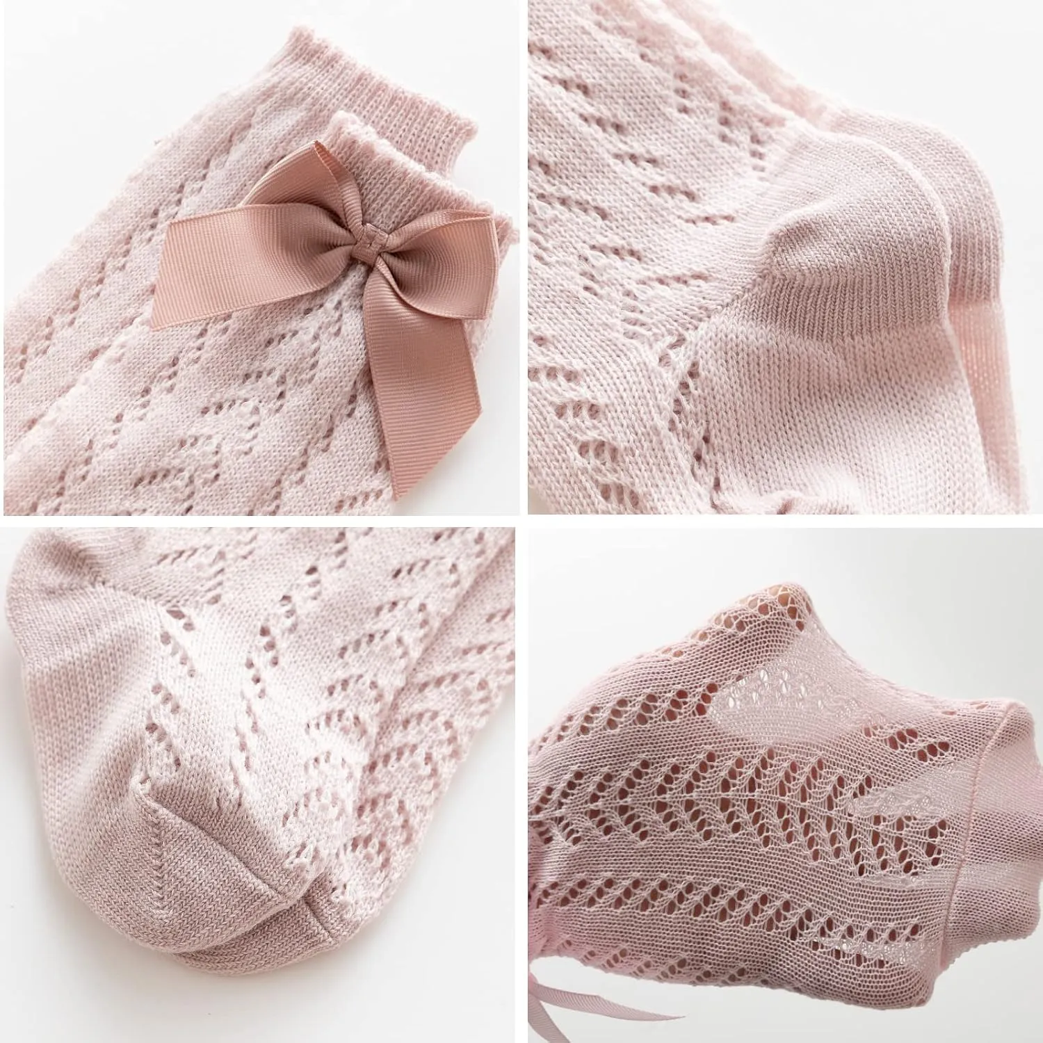 Baby Girls Knee High Socks Toddler Bow Mesh Long Stockings Infants Thin Socks For Spring Summer