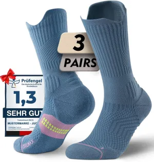 Bamboo Viscose Compression Running Crew Socks, Coolmax Moisture-Wicking Anti-Blister Hiking&Gym Athletic Socks