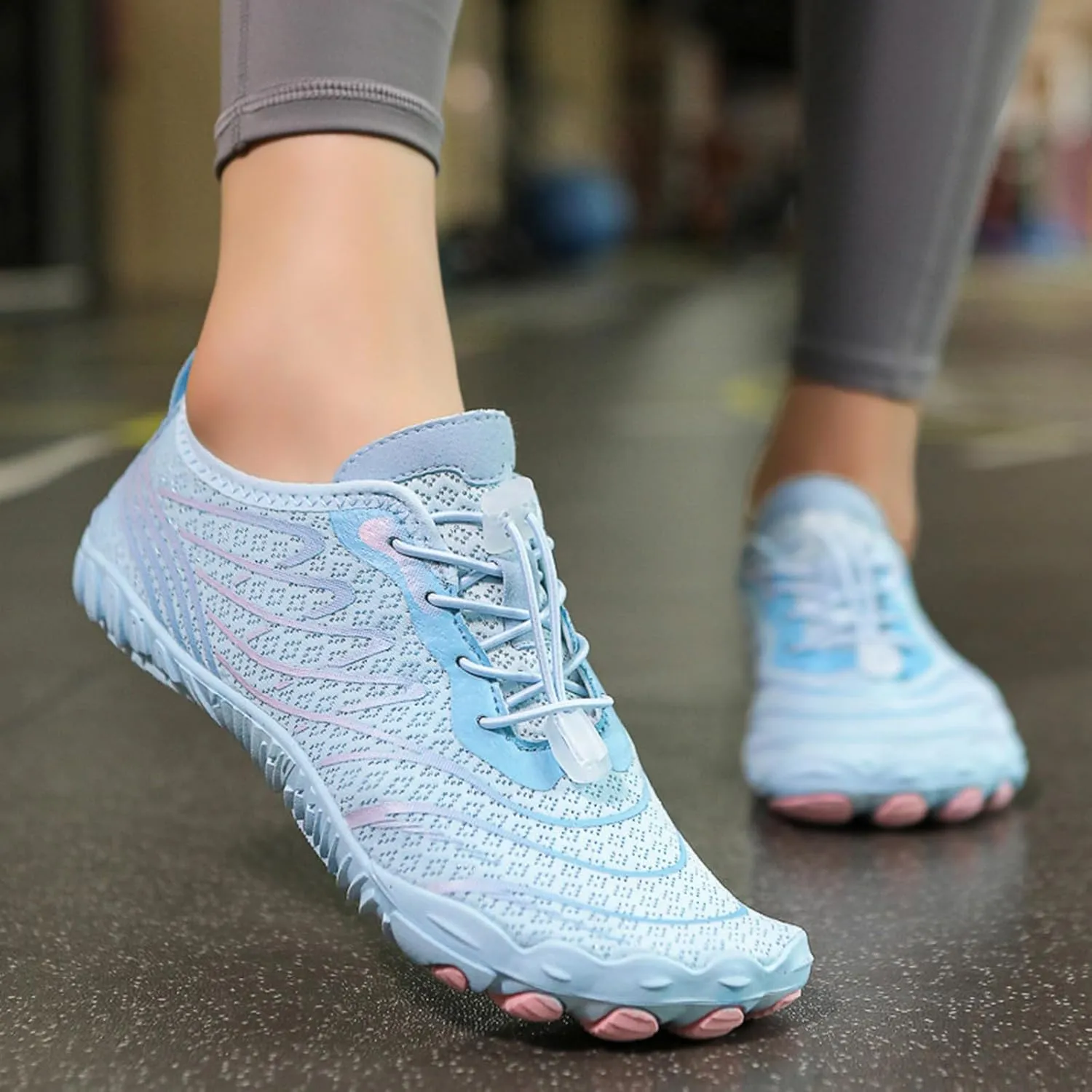 Barefoot Shoes Unisex Couples Breathable Wide Toe Non Slip Quick Drying Water Footwear Lightweight Breathable Comfy Beach Shoes for Men Women Summer Hiking Sneakers Thick Sole Indoor Yoga Sports Shoe