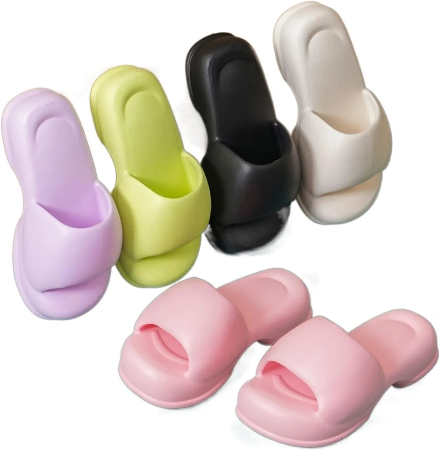 Beach Sandals Lovely Thick Bottom Slippers Female Summer Cool External Wear Tide Macaroon Europe and The United States Home Soft Elastic A Word Drag Outdoor Outer Slippers(Pink,38-39)