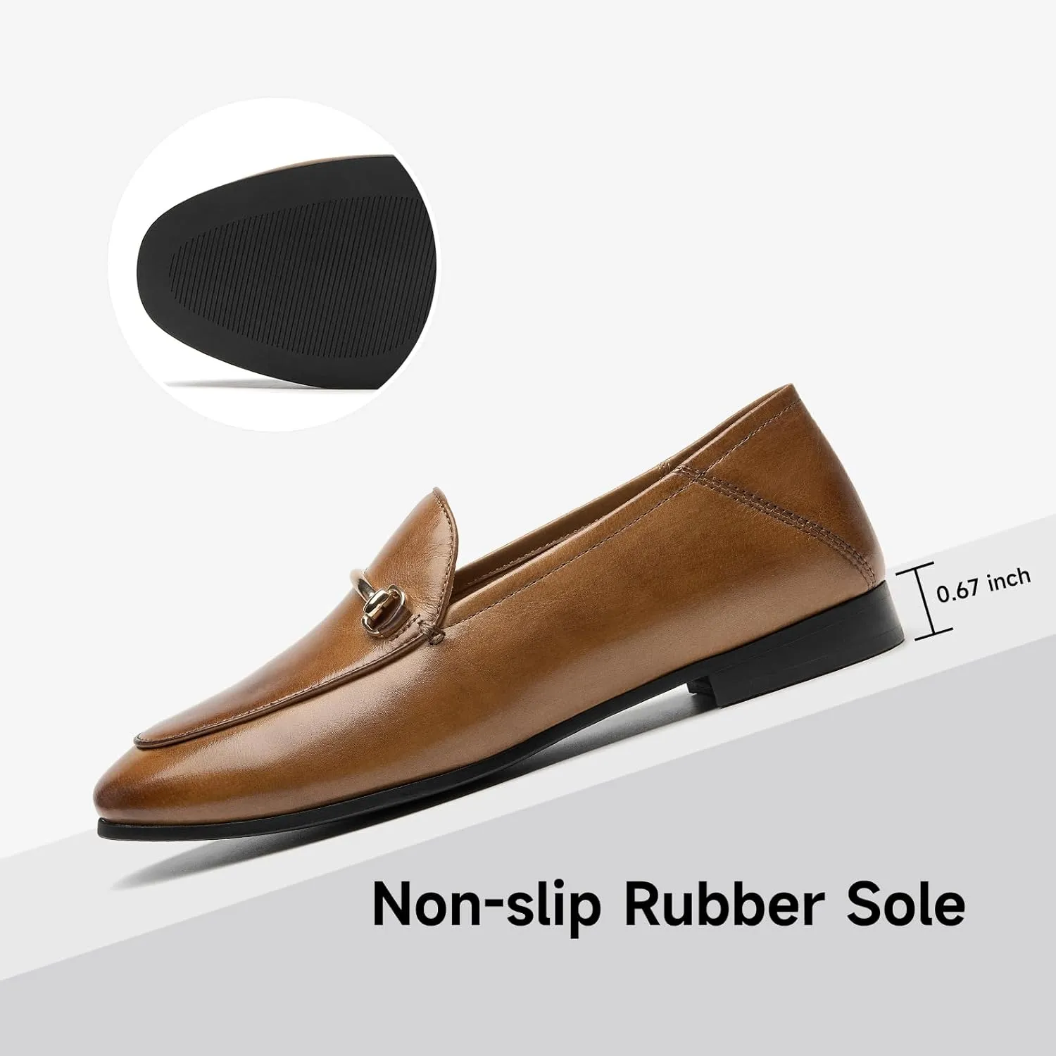 BEAU TODAY Loafers for Women Flats Shoes, Women’s Leather Penny Loafers, Comfortable Slip-on Business Casual Loafers Pointed Toe Non-Slip Office Work Trendy Ladies Flat Dress Shoes