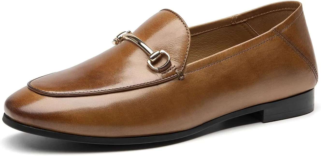 BEAU TODAY Loafers for Women Flats Shoes, Women’s Leather Penny Loafers, Comfortable Slip-on Business Casual Loafers Pointed Toe Non-Slip Office Work Trendy Ladies Flat Dress Shoes