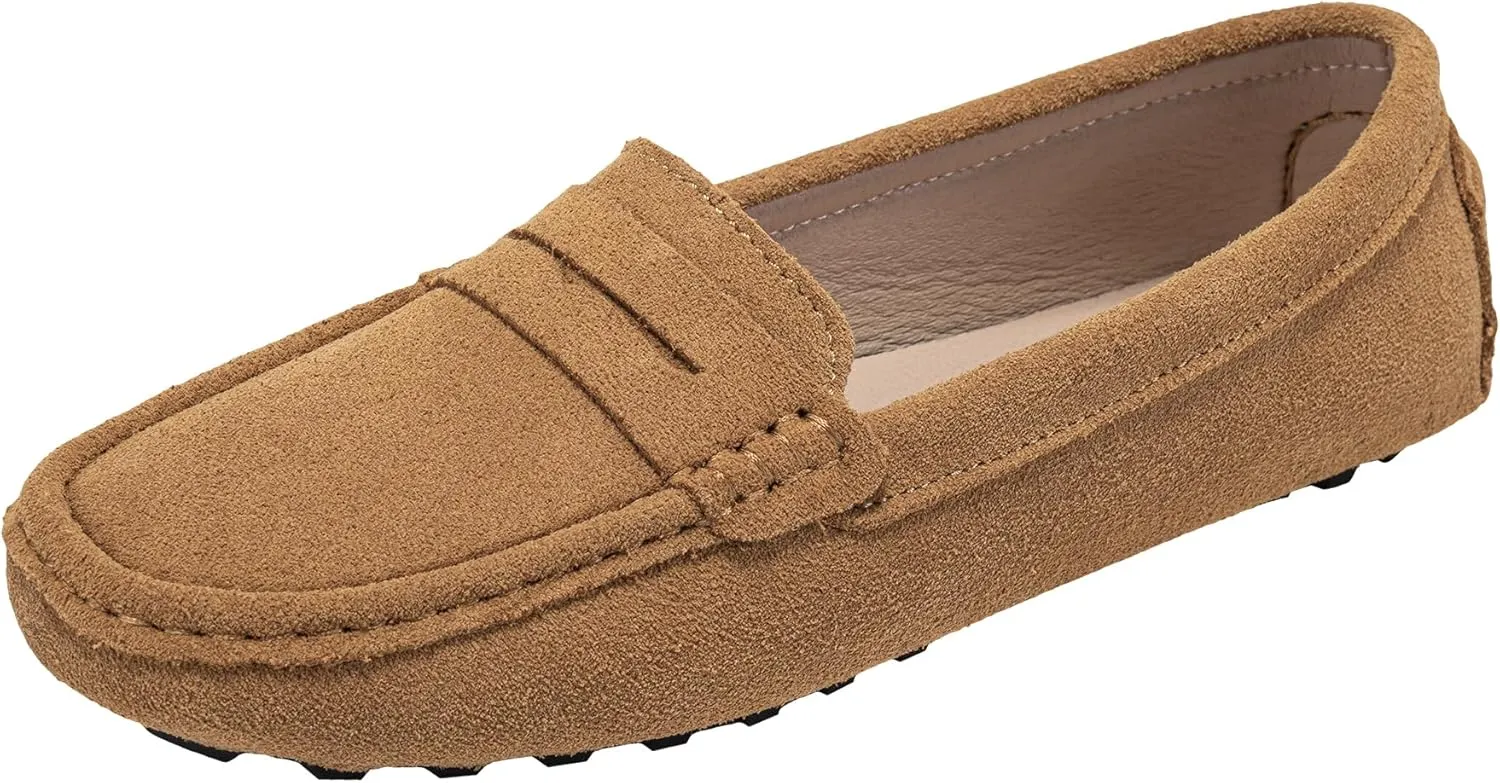 BEAUSEEN Women's Genuine Leather Penny Loafers Classic Driving Moccasins Casual Slip On Comfort Women Loafer Shoes
