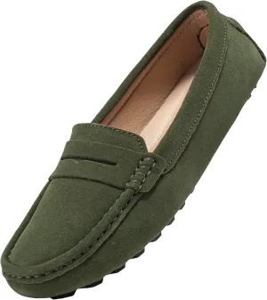 BEAUSEEN Women's Genuine Leather Penny Loafers Classic Driving Moccasins Casual Slip On Comfort Women Loafer Shoes