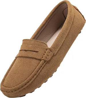 BEAUSEEN Women's Genuine Leather Penny Loafers Classic Driving Moccasins Casual Slip On Comfort Women Loafer Shoes