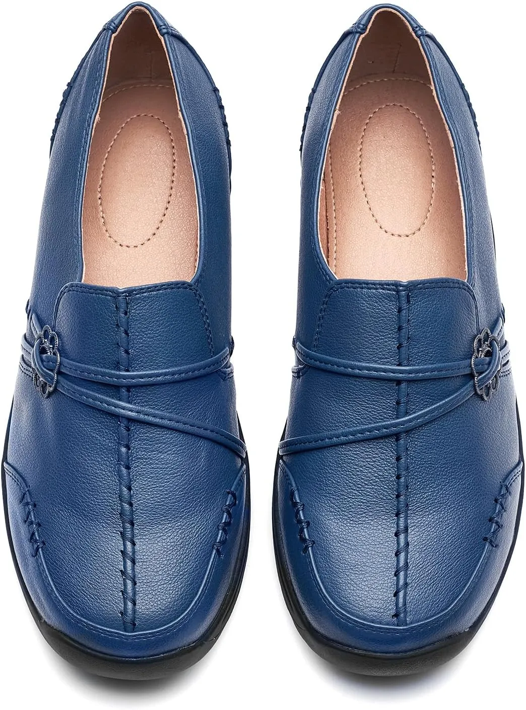 BGSTGUDS Women's Wide Loafers Shoes Wide Toe Box Dress Shoes Trendy Slip on Casual Penny Loafers