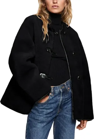 Bianstore Women’s Sherpa Fleece Jackets Casual Long Sleeve Buttons Faux Fur Coat Winter Outwear
