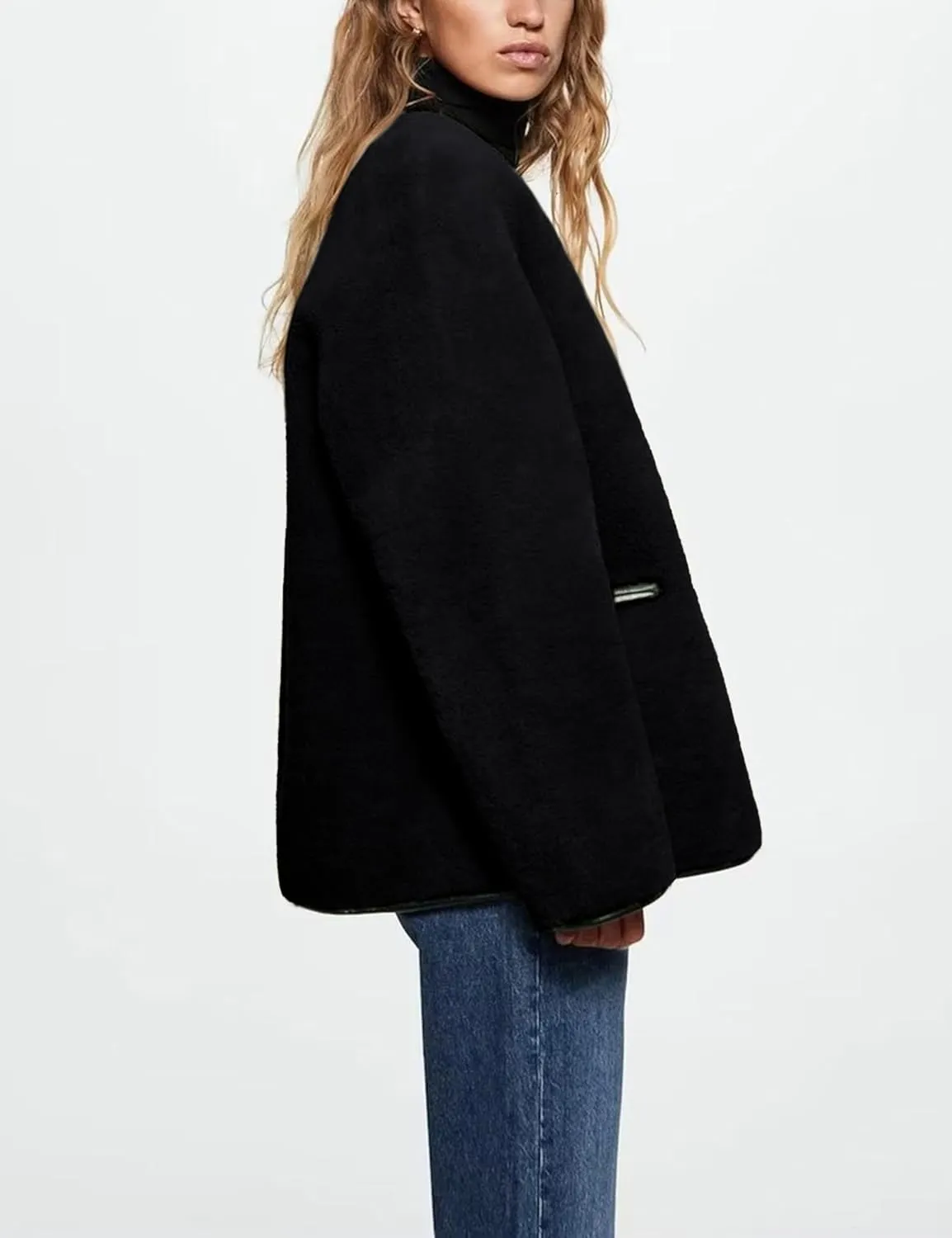 Bianstore Women’s Sherpa Fleece Jackets Casual Long Sleeve Buttons Faux Fur Coat Winter Outwear