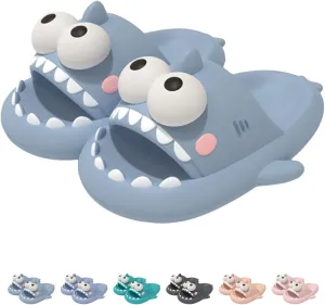 Big Eyes Shark Slides,Indoor Outdoor Slippers for Women Men,Shark Cloud Slides,Summer Beach Sandals,Women'S Shower Non-Slip Slippers