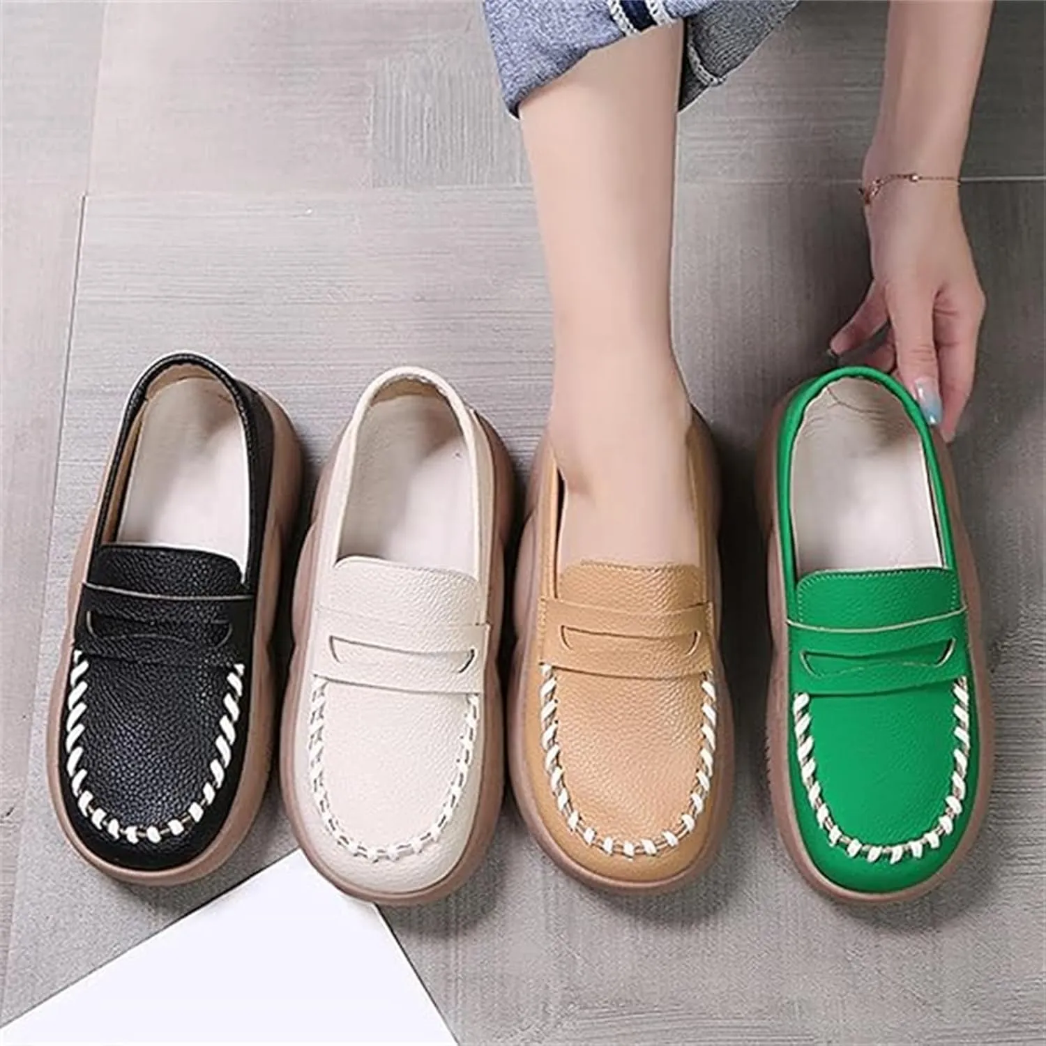 Biscalo Loafers for Women, Lurebest Shoes for Women, Soft-Soled Pure Cowhide Corrective Loafers