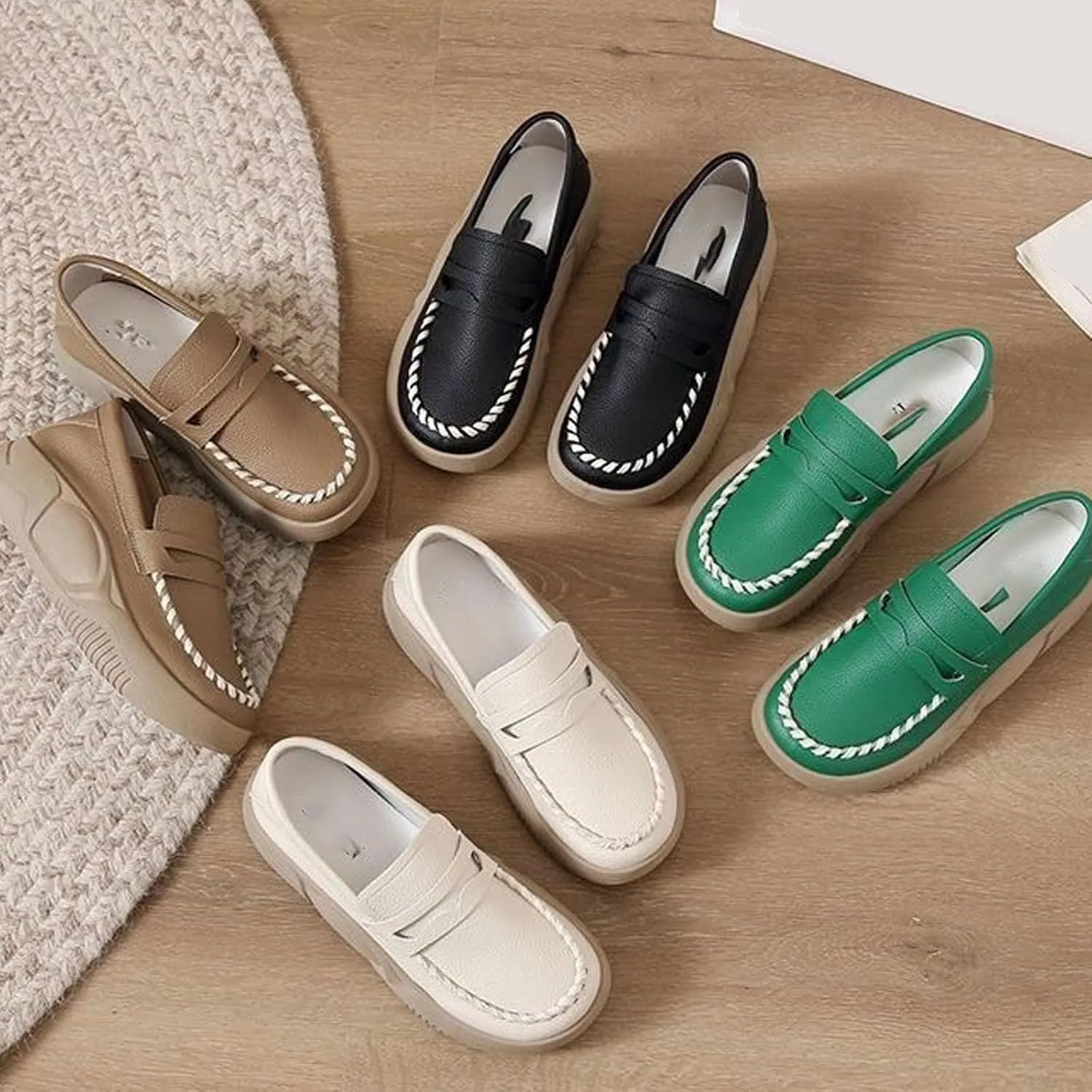 Biscalo Loafers for Women, Lurebest Shoes for Women, Soft-Soled Pure Cowhide Corrective Loafers