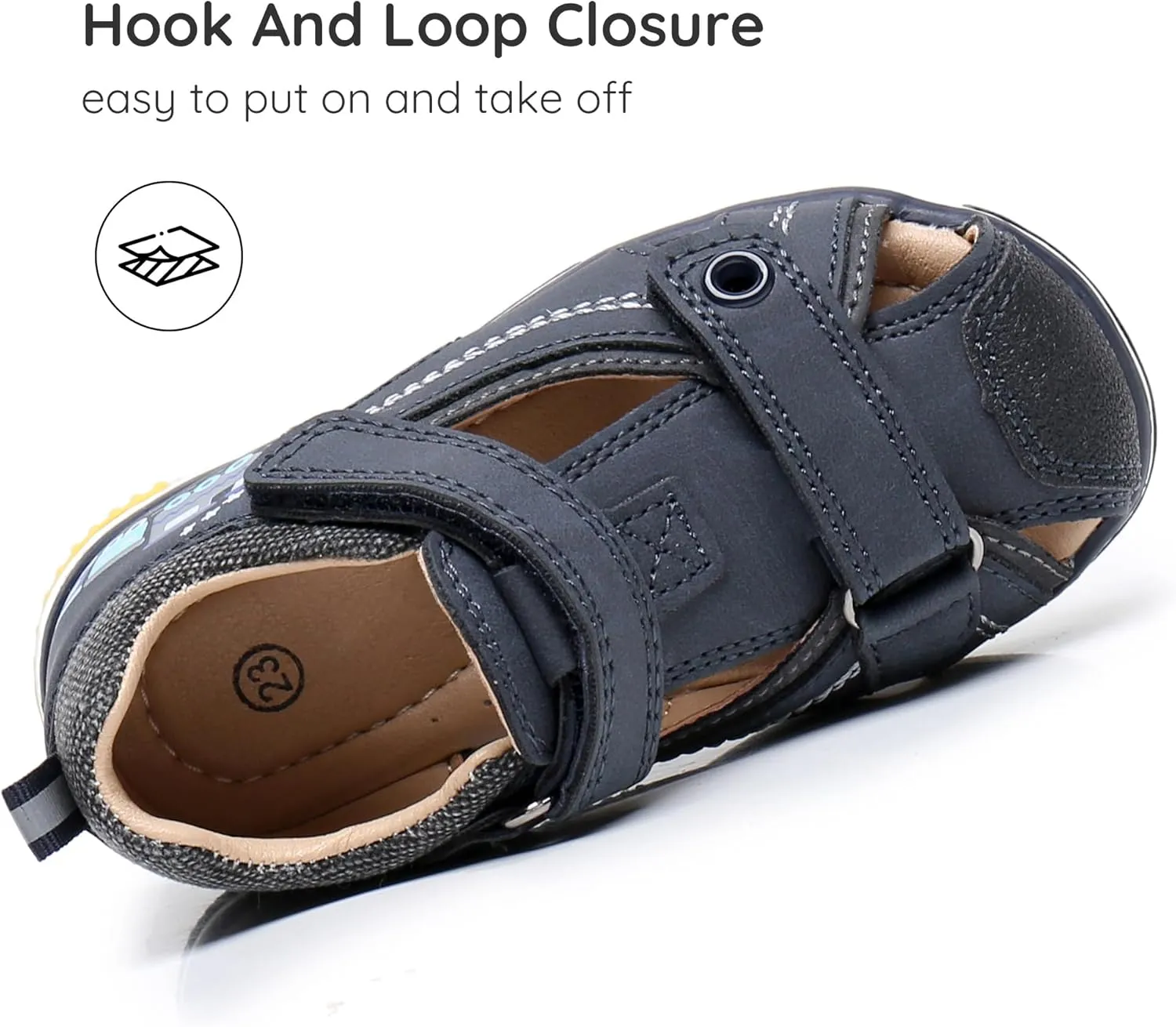 Blikcon Toddler Boys Sandals Closed Toe Summer Shoes with Soft Sole (Toddler/Little Kid)