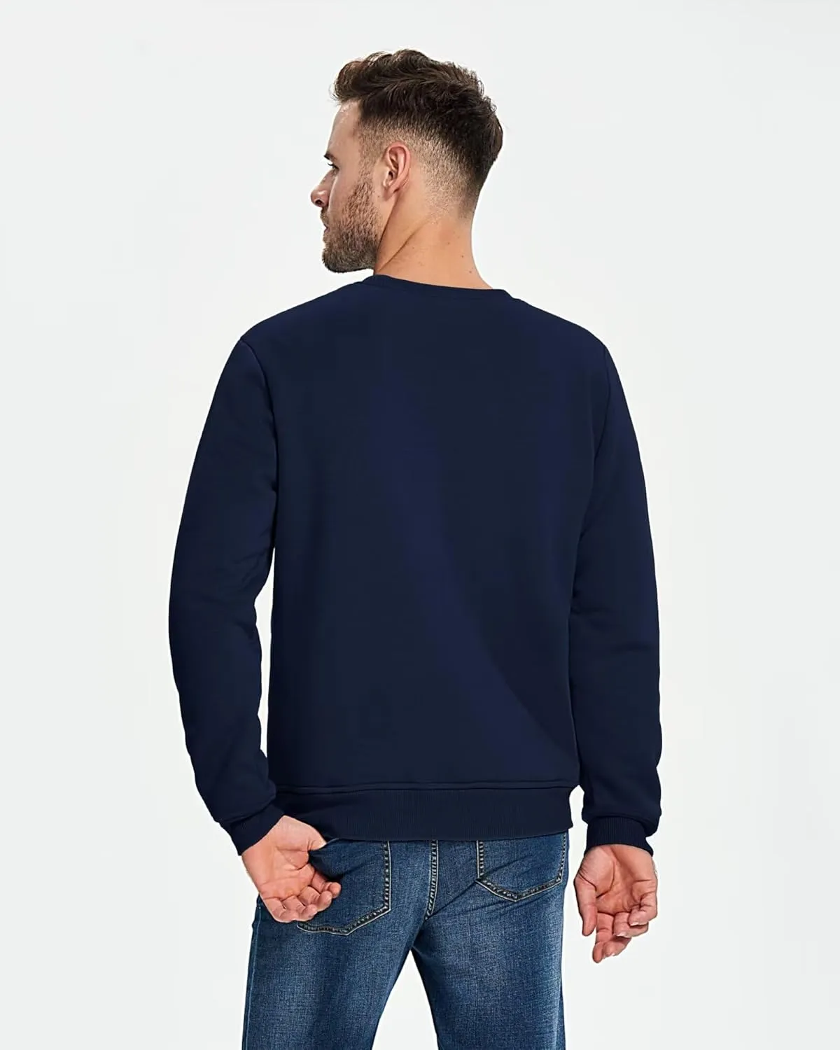 Boladeci Men's Full Sherpa Lined Crewneck Sweatshirts Premium Heavy-weight Fleece Pullover Thick Thermal Cotton Sweat-Shirts